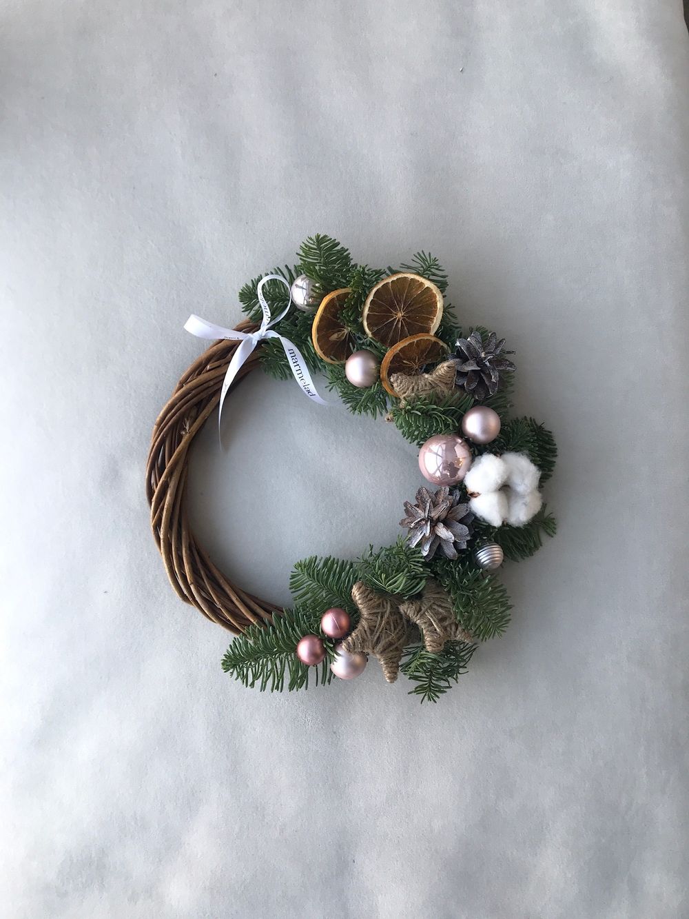 Мастер-класс РОЖДЕСТВЕНСКИЙ ВЕНОК на плетеной основе