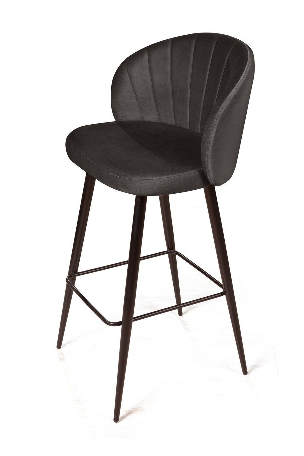 Стул барный Mont Blanc, бархат антрацит 14 / черный конус