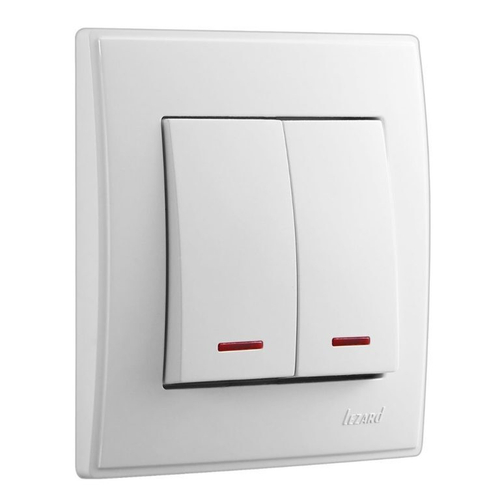 LESYA 705 0202 112 Выключатель двойной с подсветкой   белый с белой вставкой (10шт)120шт