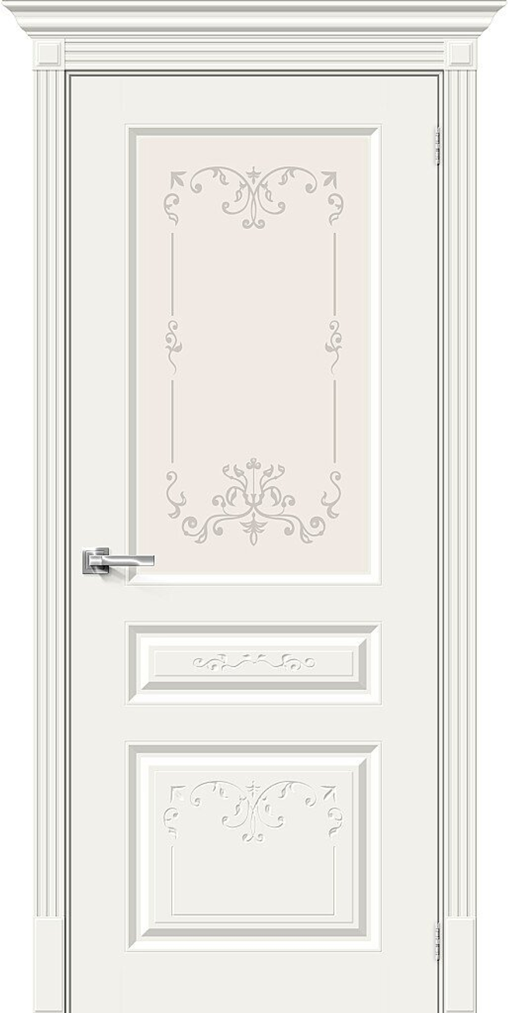 Дверь Скинни-15.1 Аrt / Цвет Whitey / Стекло Худ. / Двери Браво