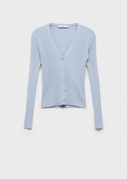 Кардиган в рубчик с V-образной горловиной