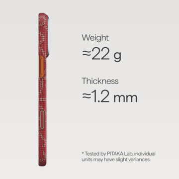 Чехол Pitaka Monogram Ultra-Slim Case для iPhone 17 Pro, красно-золотой