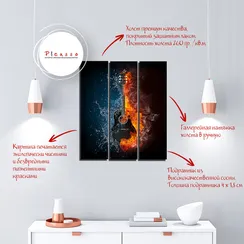 Модульная картина "Огненная гитара"