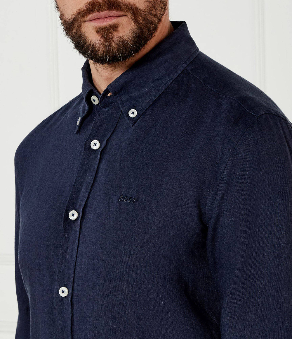 Льняная рубашка H-ROAN-BD-E-C1-243 BOSS BLACK - темно-синий(50520283)