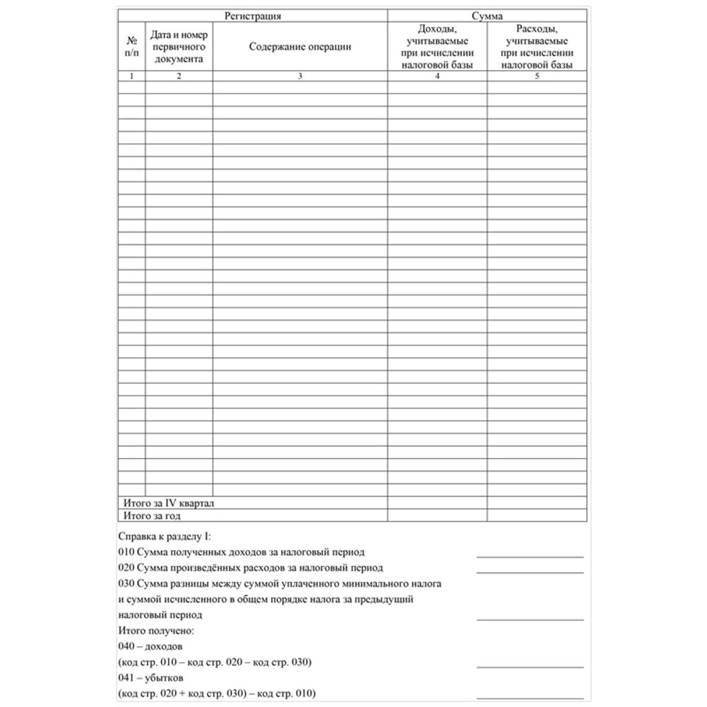 Книга учёта доходов и расходов (упрощёнка), 20 л.,Учитель