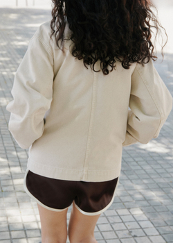 MANGO Джинсовая парка с контрастным воротником, экрю