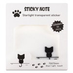 Прозрачные стикеры для заметок с клеевым краем, Alingar, 75 х 75 мм, 50 л., покрытие starlight touch, "Black KITTEN", белый, водонепрониц., европодвес