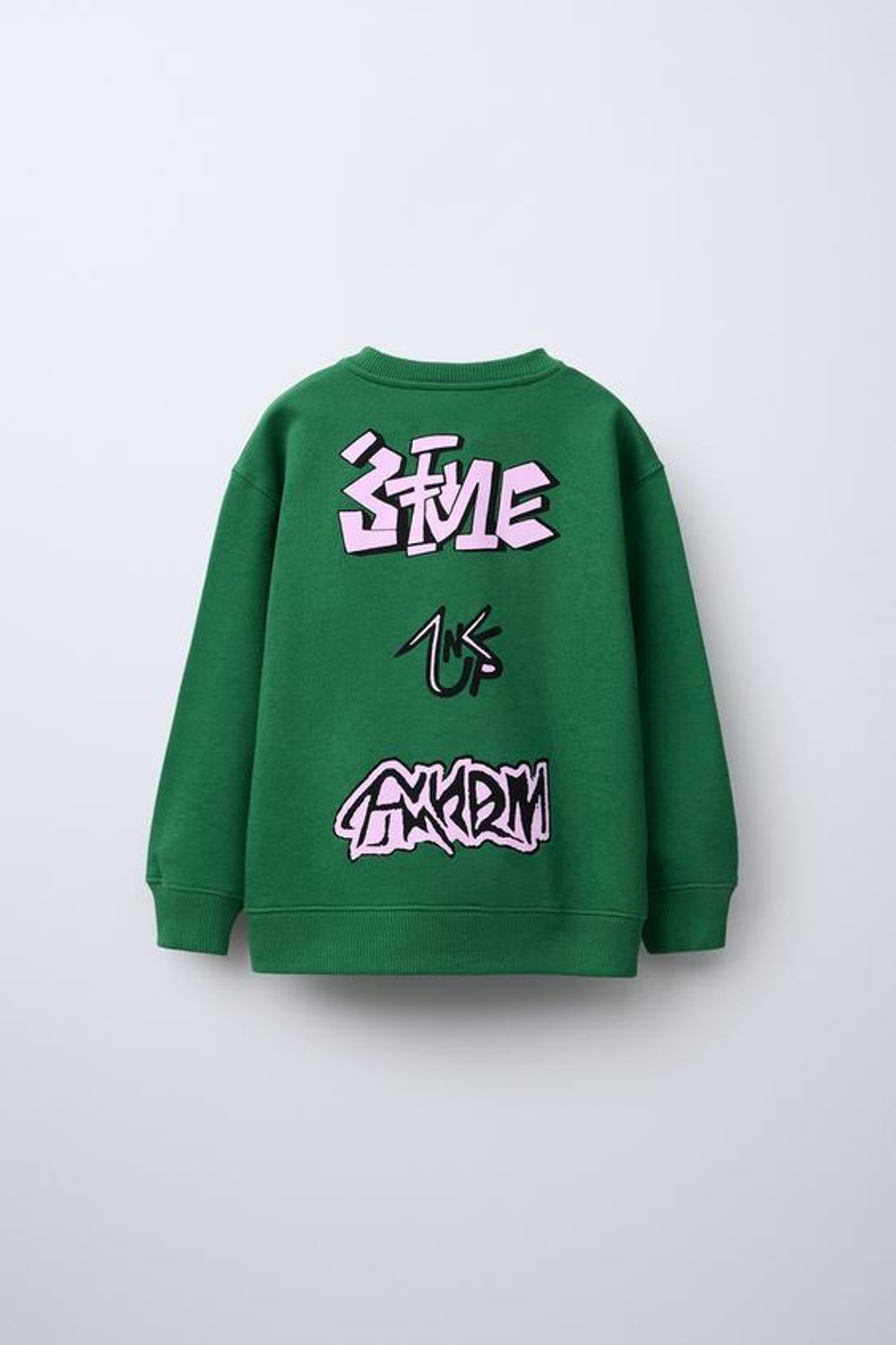 ZARA ТОЛСТОВКА С ПРИНТОМ «ГРАФФИТИ», ЗЕЛЕНЫЙ