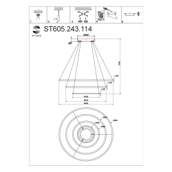 ST605.243.114 Светильник подвесной ST-Luce Золотистый/Белый LED 1*114W 4000K