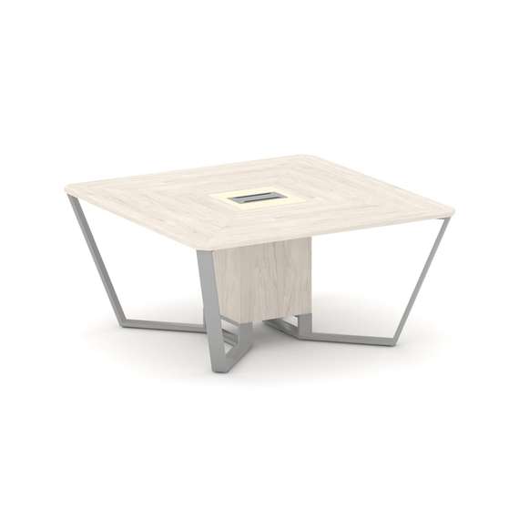 Steel Meet Стол переговорный квадратный KMK-PR.B.SP-08 Денвер Светлый/Ваниль Глянец/Металл Серый 160