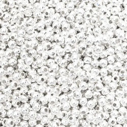 Бусины Металлические 2/3/4/6/8/10 мм, цвет: Серебро, 100/1000 гр/уп