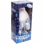 Дед Мороз музыкальный 40 см в серебряной шубе с посохом