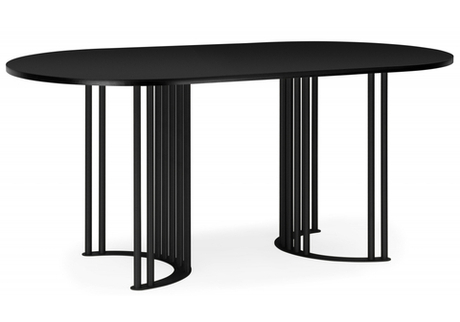 Стол деревянный Woodville Хьюго О 160 х 90 черная шагрень пленка, черные ноги, ножки черные