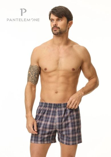 Трусы мужские семейные для больших мужчин Pantelemone PMBB-411, клетка деним