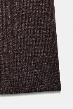 ZARA ШИРОКИЕ БРЮКИ ИЗ МЯГКОЙ ТКАНИ, КОРИЧНЕВЫЙ МЕЛАНЖ