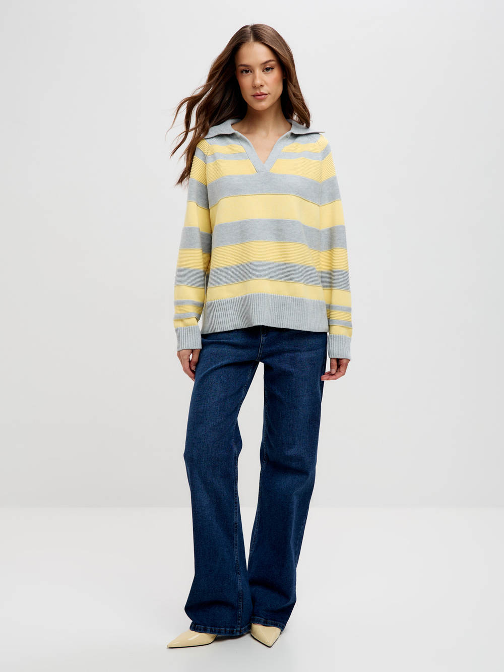 Свитер поло с V-образным вырезом