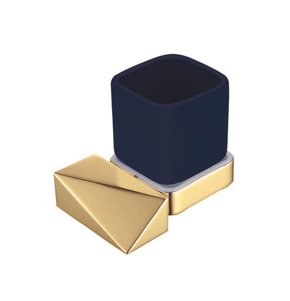 Настенный стакан д/зубных щеток NEW VENTURO золото/черный_Комплект