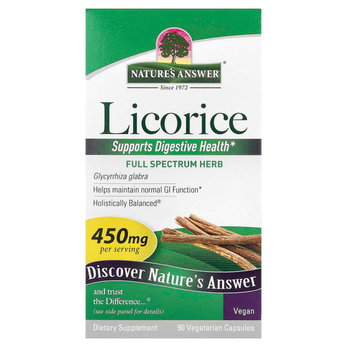 Nature's Answer, солодка, 450 мг, 90 вегетарианских капсул
