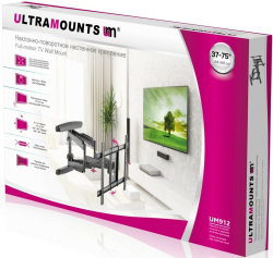 Кронштейн для телевизора Ultramounts UM 912 черный 37"-75" макс.45кг настенный поворотно-выдвижной и наклонный