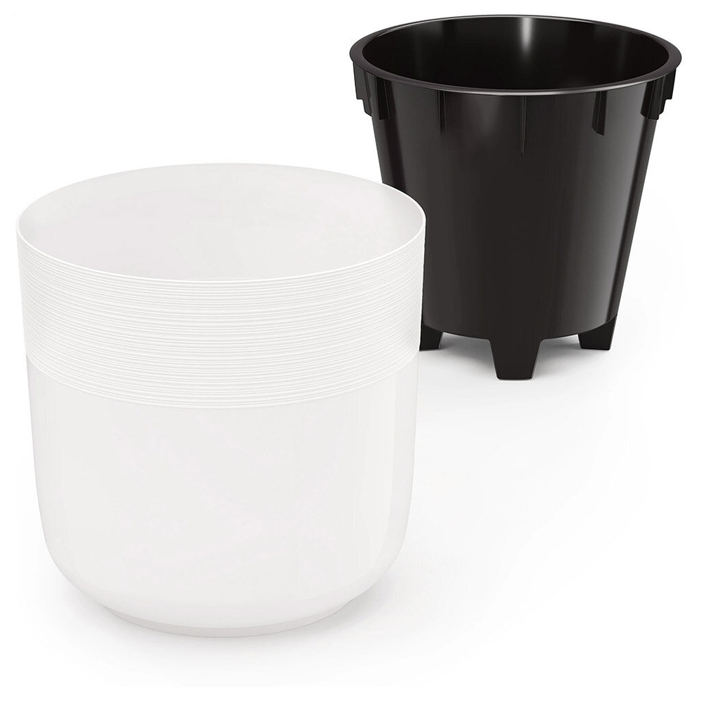 Горшок для цветов пластмассовый "Линель" 4,5л, д19см, h19см, со вставкой, белый