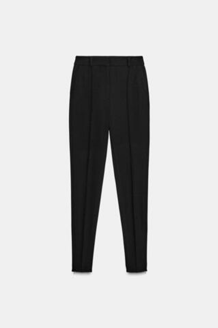 ZARA УЗКИЕ БРЮКИ С ВЫСОКОЙ ПОСАДКОЙ И МОЛНИЯМИ СНИЗУ, ЧЕРНЫЙ