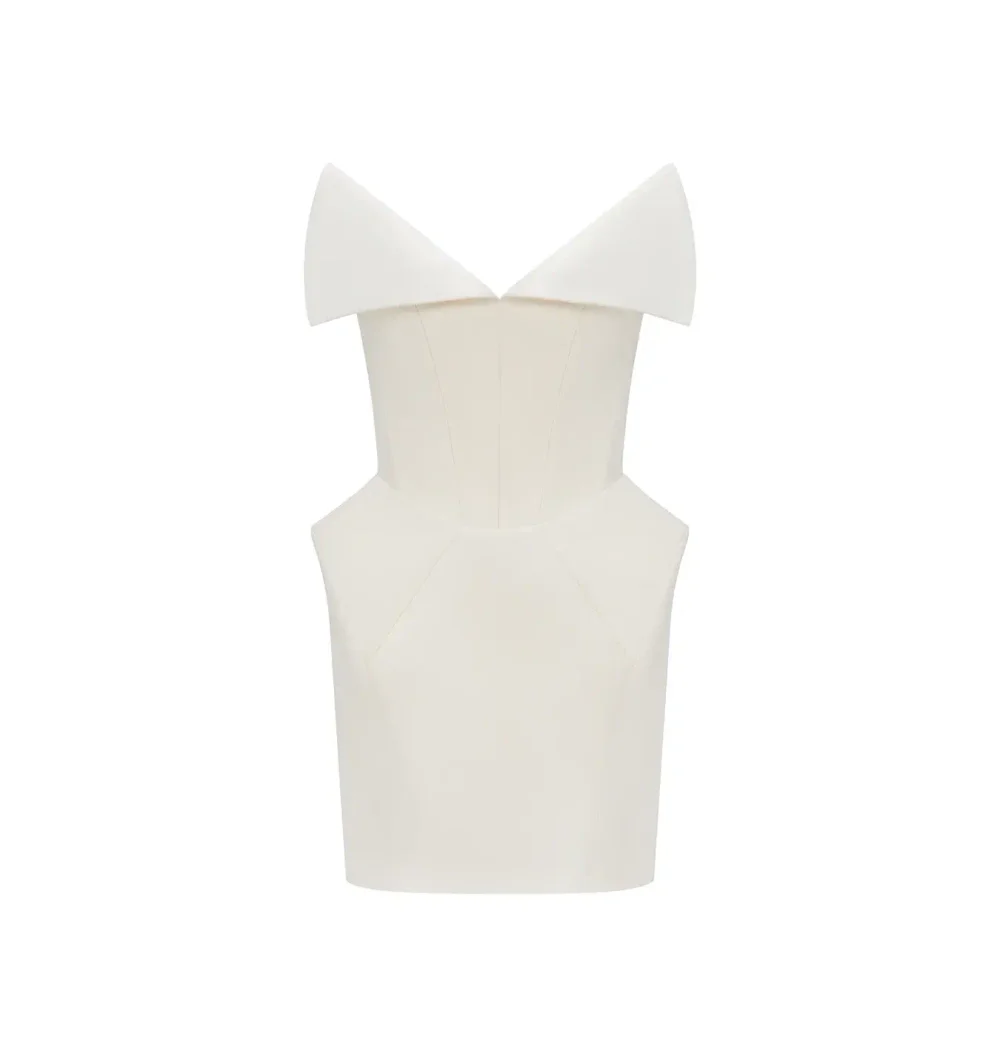 Платье с лацканами, Белое