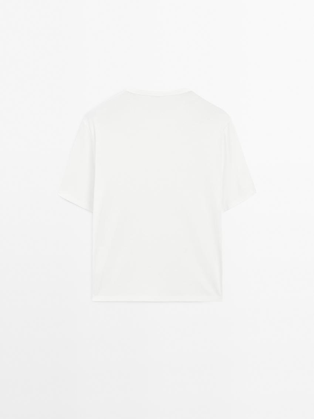 Massimo Dutti Футболка оверсайз с люверсами, натуральный, кремовый