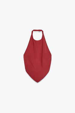 ZARA ТОП С ГОРЛОВИНОЙ ХАЛТЕР И ОТКРЫТОЙ СПИНОЙ, КРАСНЫЙ