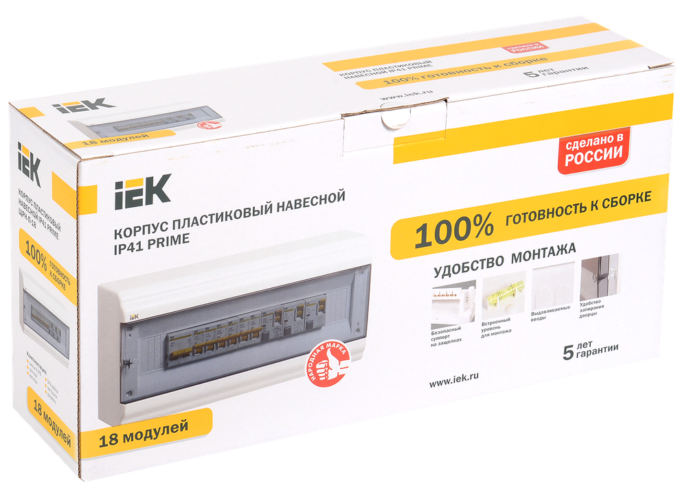 PRIME Корпус пластиковый ЩРН-П-18 модулей навесной белый IP41 IEK