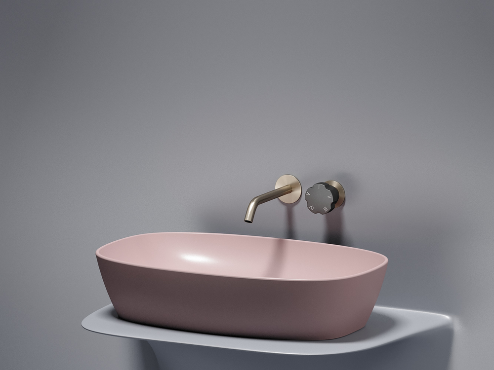 Умывальник чаша накладная овальная (цвет Розовый Матовый) Element 610x385x140мм