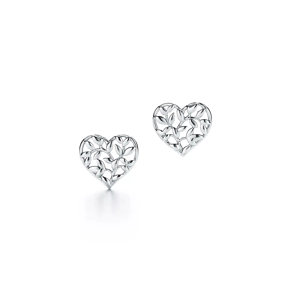 Серьги из серебра, Tiffany 🌿Olive Leaf Heart.