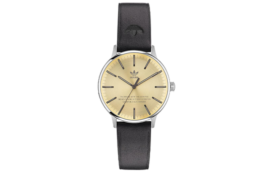 Adidas Originals Wrist Watch Quartz Movement Leather Strap Gold Dial Men"s Watches 50m Water Resistant
