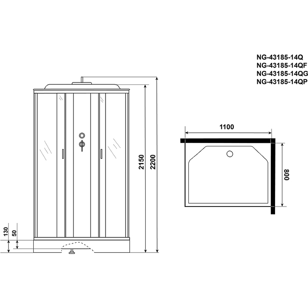 Душевая кабина Niagara Classic 110х80 NG-43185-14QP без гидромассажа
