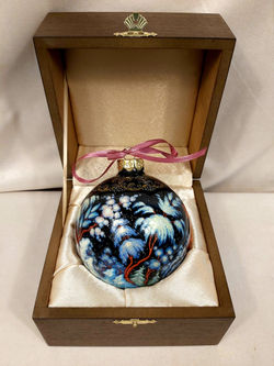 Набор шар новогодний с круговой росписью Палех "Тройка" в футляре