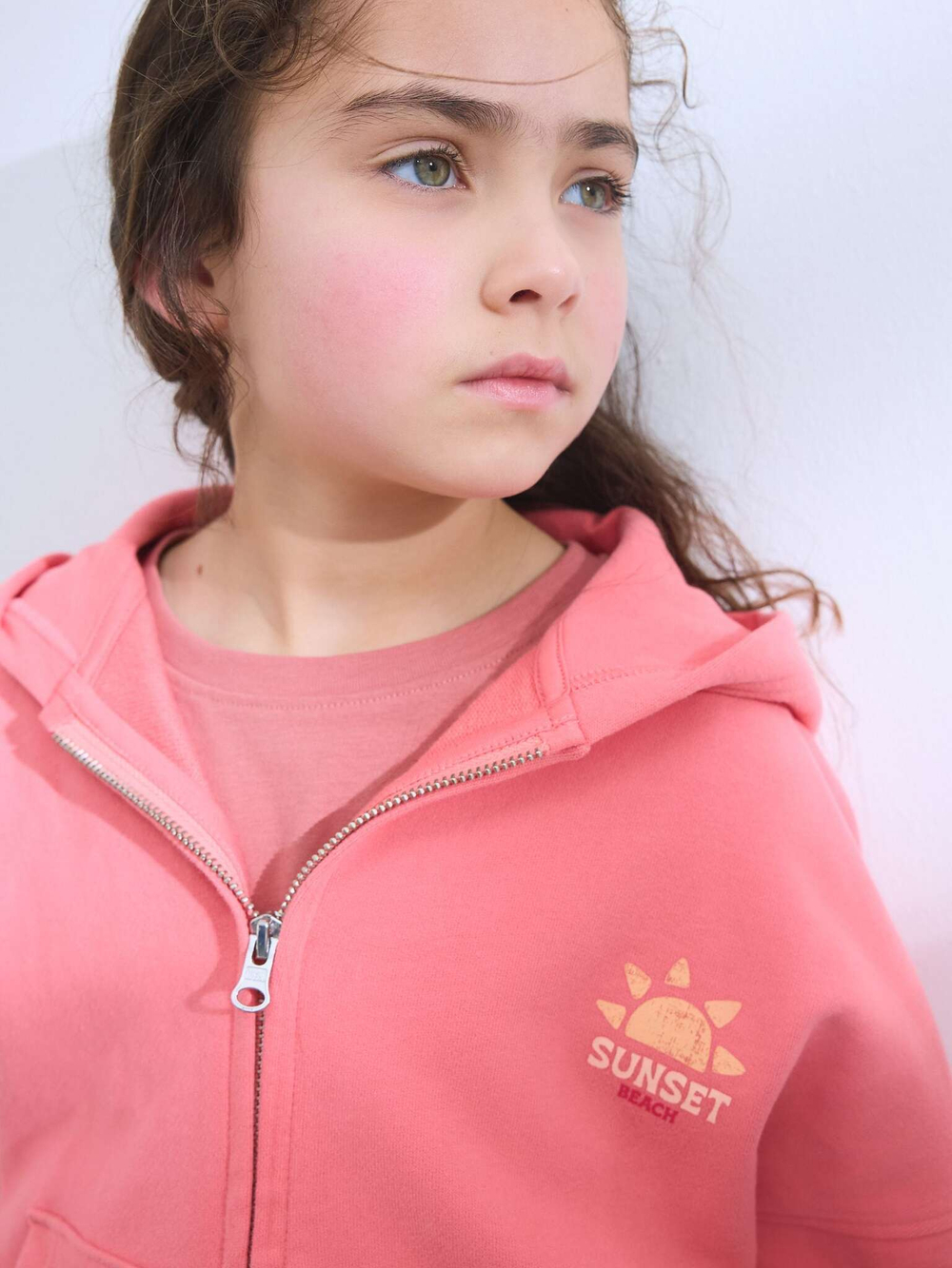 Толстовка с капушоном на молнии для девочки Next AH6-488, Розовый