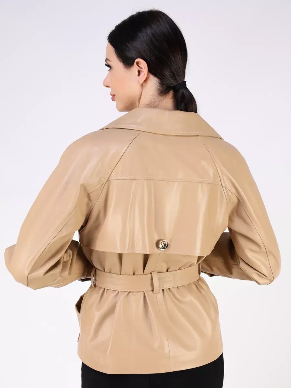 Кожаная куртка осень Турция тренч короткий