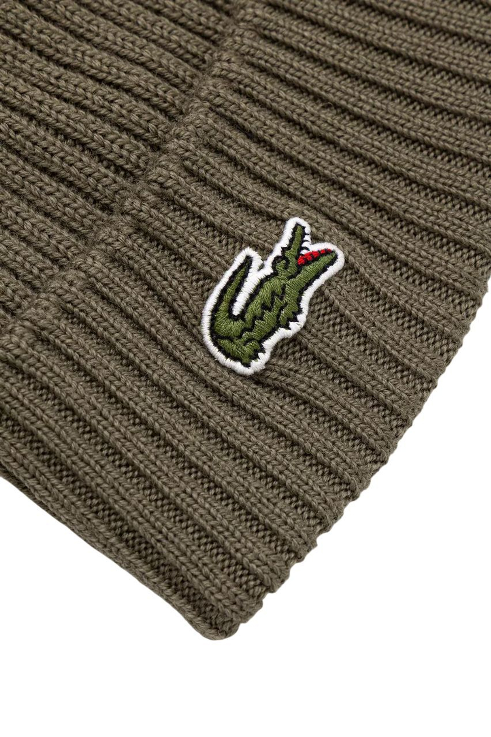 Czapka zimowa Lacoste Unisex Ribbed Wool - khaki green