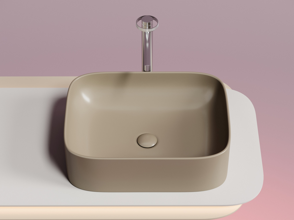 Умывальник чаша накладная прямоугольная (цвет Капучино Матовый) Element 505x380x150мм