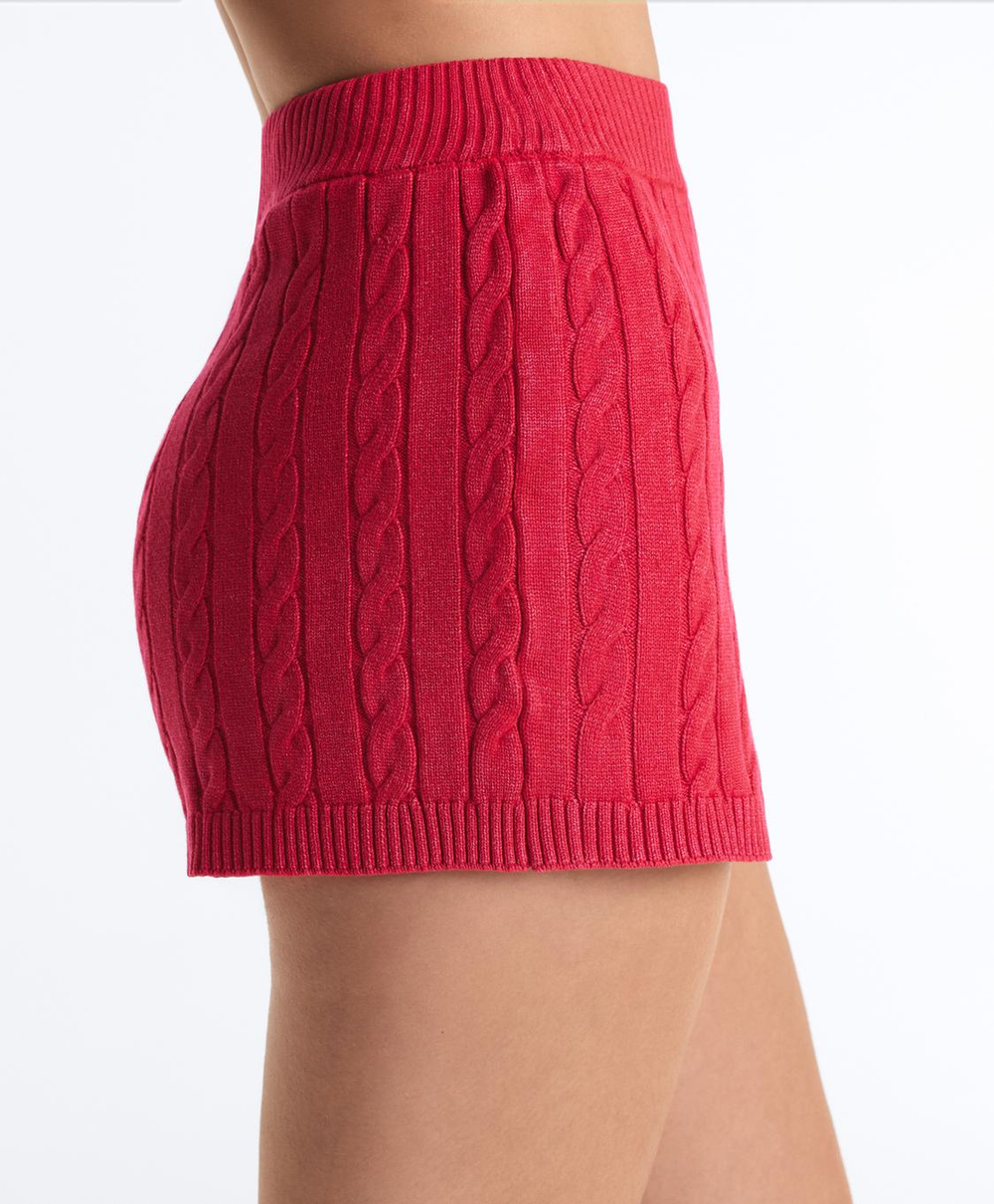 Oysho Вязаные шорты с косами, красный