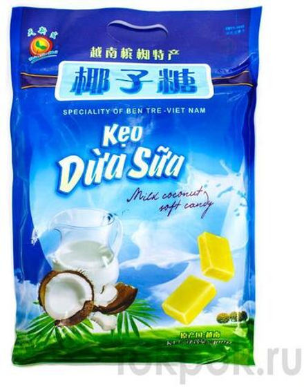 Жевательные конфеты с кокосовым молоком Thien Tan Phat Milk coconut soft candy, 300 гр
