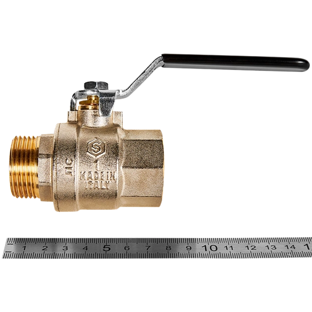 Кран шаровой полнопроходной STOUT - 1" (НР/ВР, PN40, Tmax 150°C, ручка-рычаг черная)
