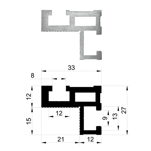 Профиль алюминиевый 33х27 длина 1,2 м Woodwork TR33.120