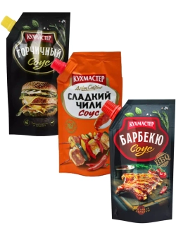 Соусы Горчичный, Сладкий Чили, Барбекю 3 шт