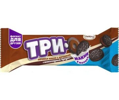 ПЕЧ ЧЕБ ТРИО ШОКОЛАДНЫЙ БРАУНИ 65Г 1*32ШТ