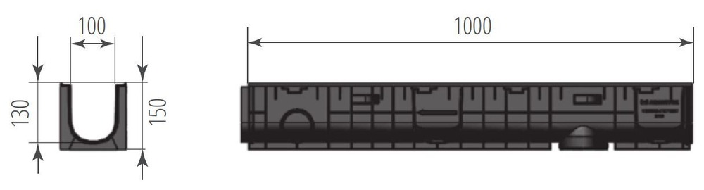 Лоток водоотводный пластиковый NORMA PLASTIK DN100 H150