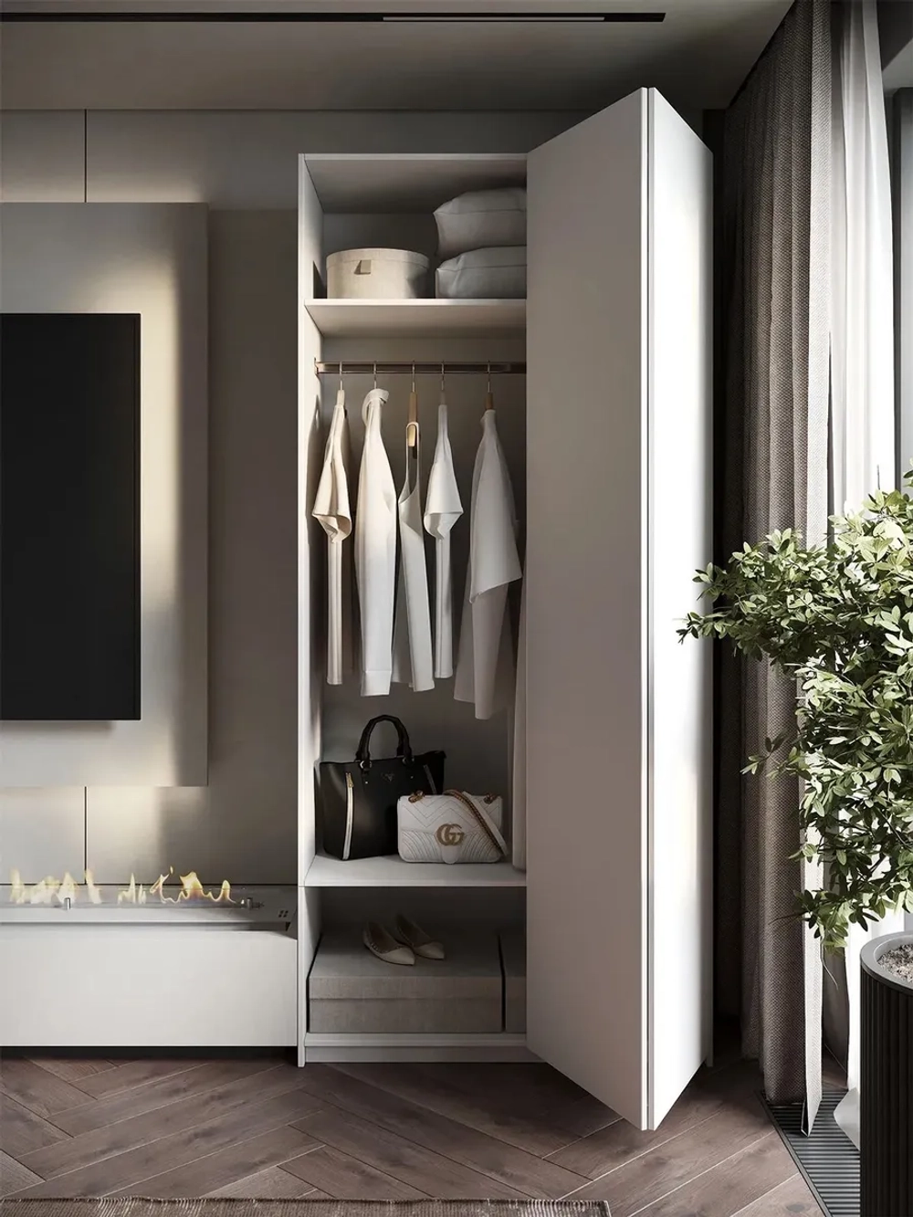 Шкаф Распашной Белый 101х220х52,5 SOHO Push to Move