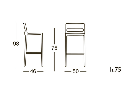 Стул барный пластиковый Scab Design Divo, оранжевый