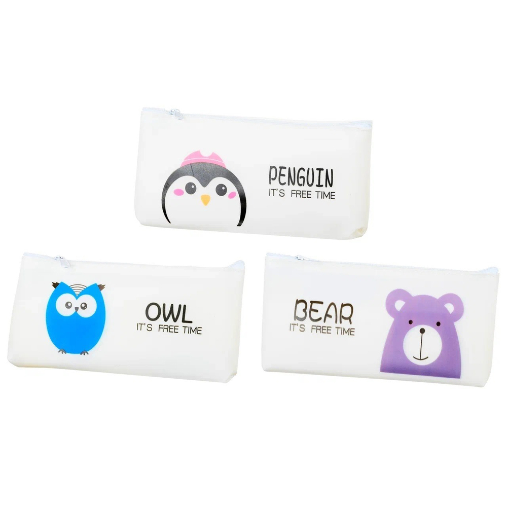 Пенал-косметичка Basir без наполнения, 19*9*5 см, серия "Животные", силиконовый, 3 цвета ассорти