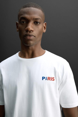 ZARA ФУТБОЛКА С ПРИНТОМ PARIS, БЕЛЫЙ