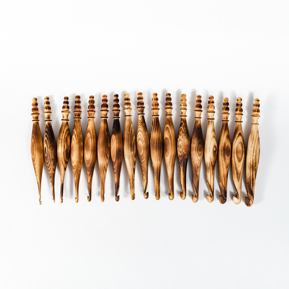 Набор деревянных крючков для вязания из древесины кедра 17 шт. (3-14 мм.) KN27